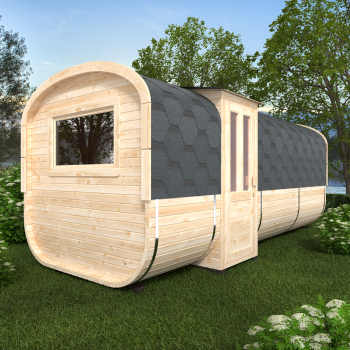 Fasssauna / Gartensauna / Banja / Quadro 5,0 m mit Vorraum